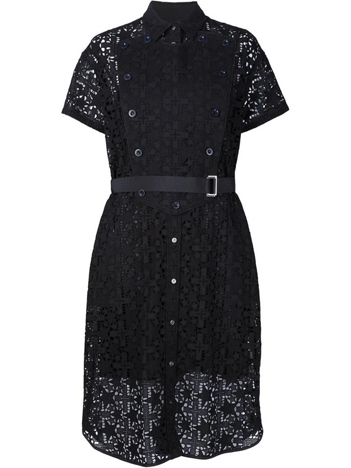 Sacai Star Lace Dress, Women's, Size: 3, Black, Cotton/cupro