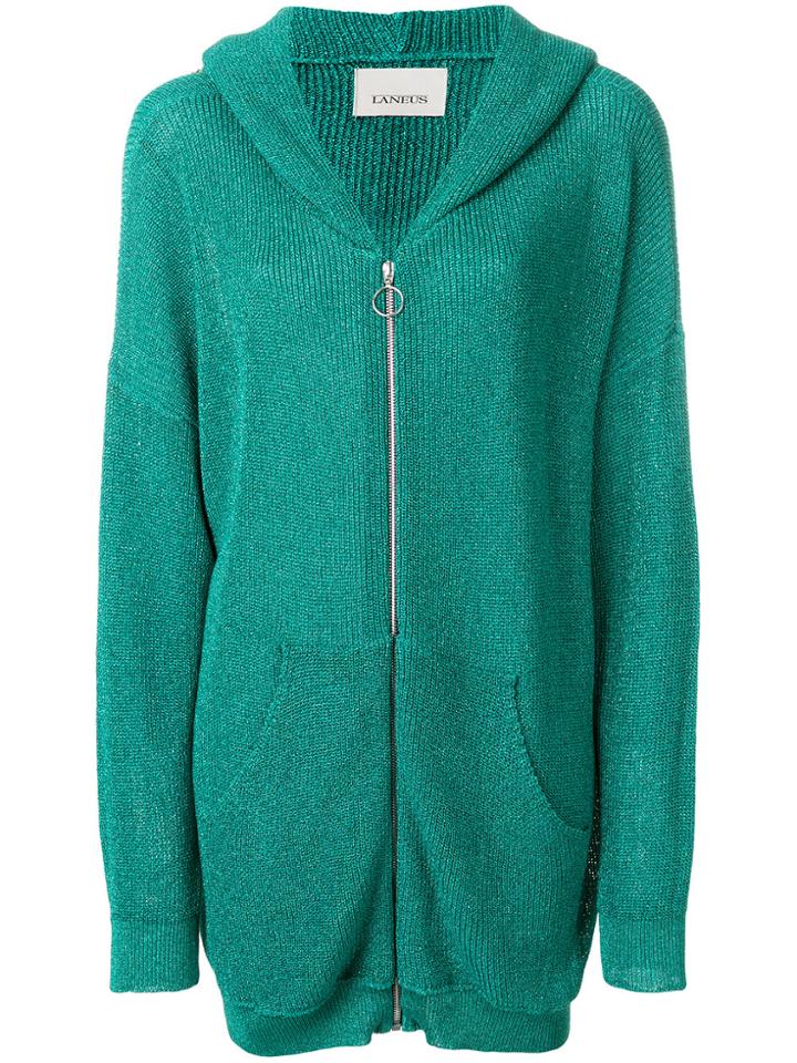 Laneus Lurex Knit Hoodie - Green