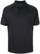 Emporio Armani Logo Patch Textured Polo Shirt - Blue