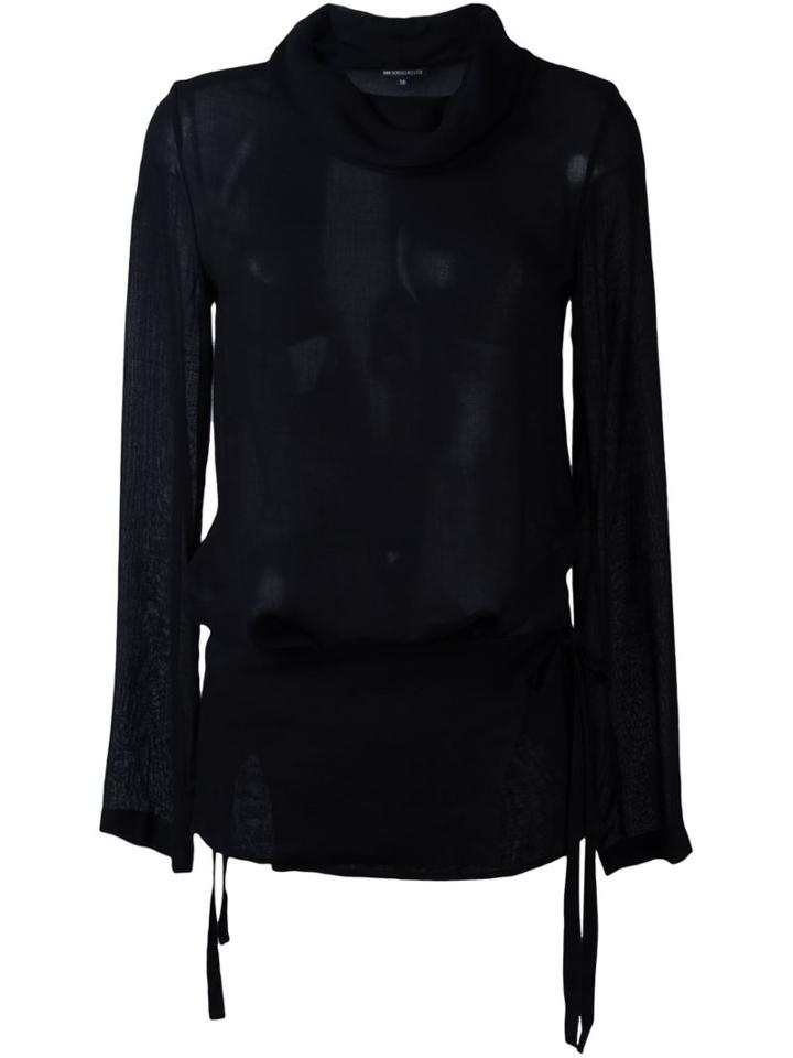 Ann Demeulemeester Sheer Top, Women's, Size: 38, Black, Viscose/wool