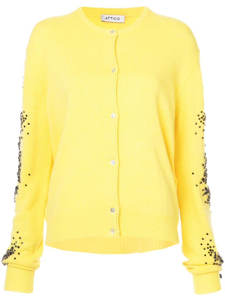Attico Embellished Sleeve Detail Cardigan - Yellow & Orange