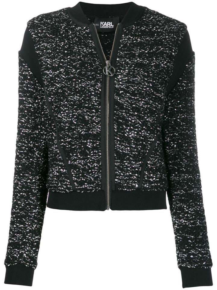 Karl Lagerfeld Boucle Bomber Jacket - Black
