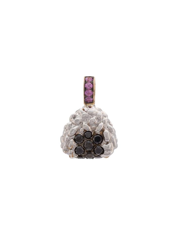 Nadine Ghosn White Gold Onigiri Sushi Pendant - Black