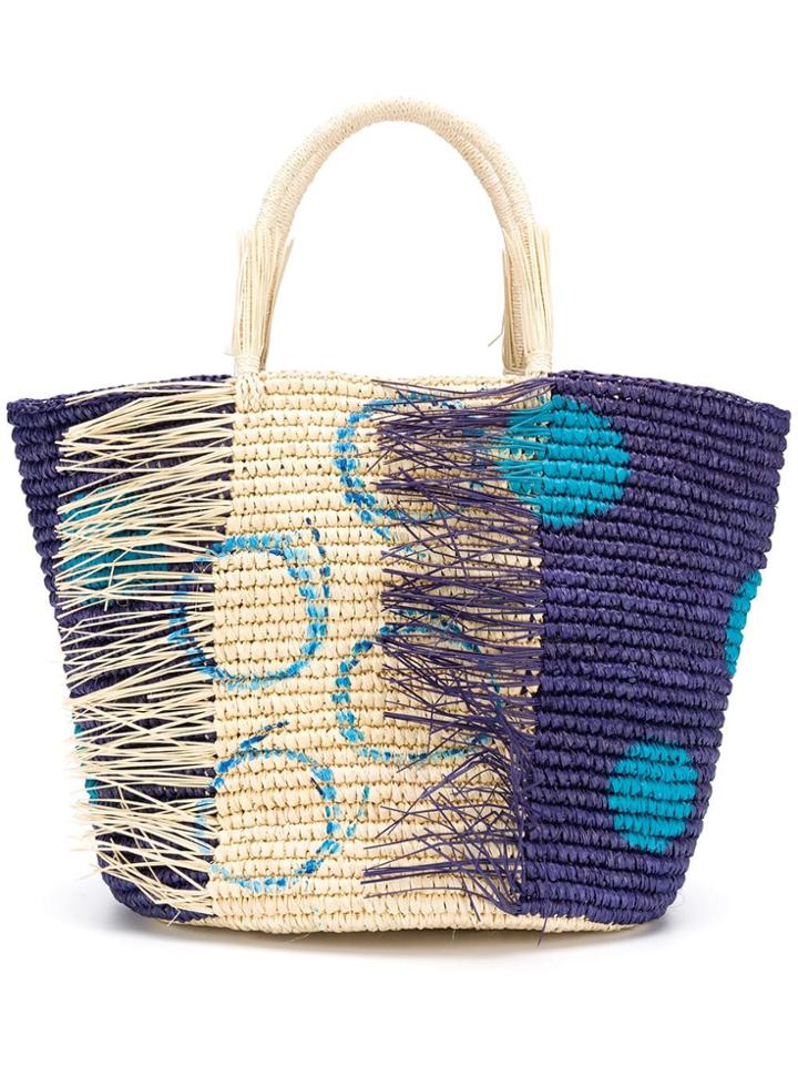 Sensi Studio Contrast Woven Tote - Blue