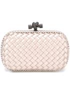 Bottega Veneta Intrecciato Knot Clutch, Women's, Pink/purple, Leather/viscose