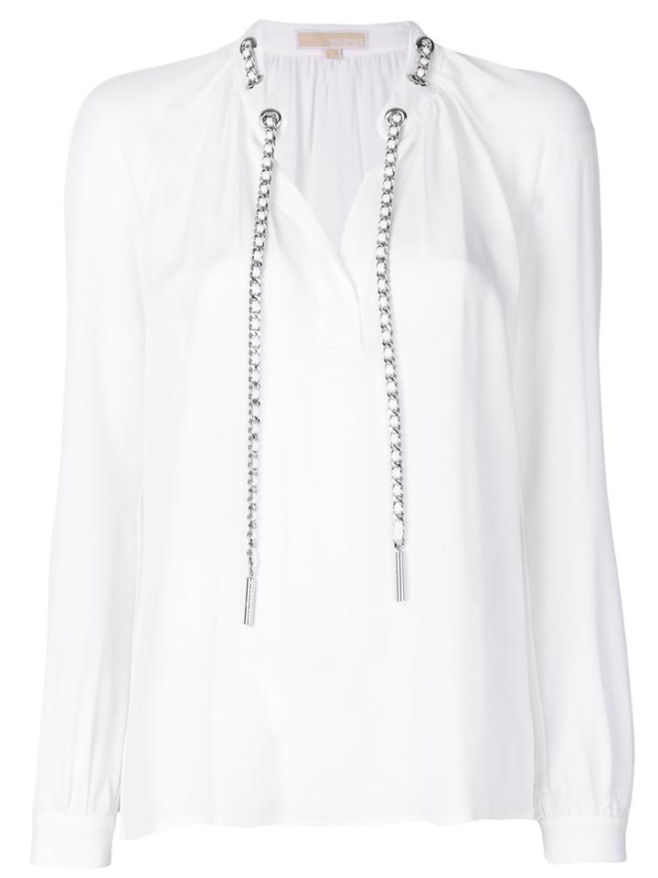 Michael Michael Kors Drawstring Long Sleeved Blouse - White