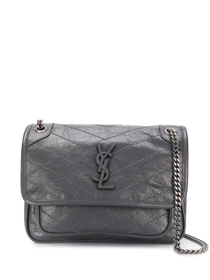 Saint Laurent Niki Leather Shoulder Bag - Grey