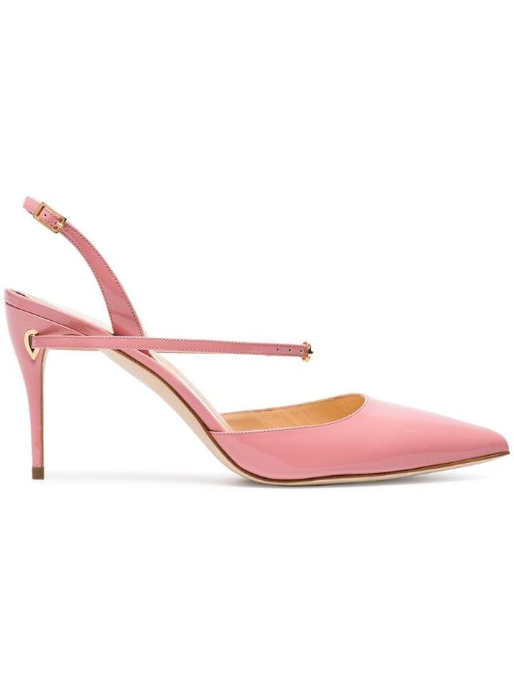 Jennifer Chamandi Pink Vittorio 85 Patent Leather Pumps