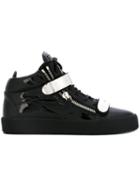 Giuseppe Zanotti Design Coby Mid-top Sneakers, Men's, Size: 41, Black, Patent Leather/leather/rubber/metal