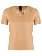 Andrea Bogosian Round Neck Blouse, Women's, Size: Medium, Nude/neutrals, Leather
