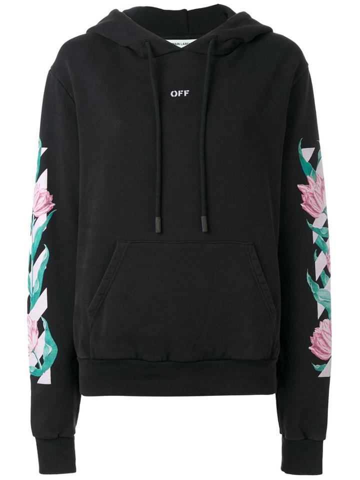 Off-white - Floral Hooded Sweatshirt - Women - Cotton - M, Black, Cotton