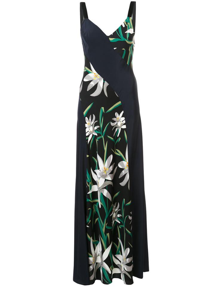 Dvf Diane Von Furstenberg Printed Floor Length Dress - Black