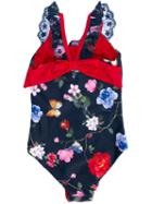 Monnalisa - Floral Print Swimsuit - Kids - Polyester/spandex/elastane - 12 Yrs, Blue