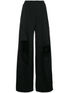 T By Alexander Wang Ripped Palazzo Trousers - Black