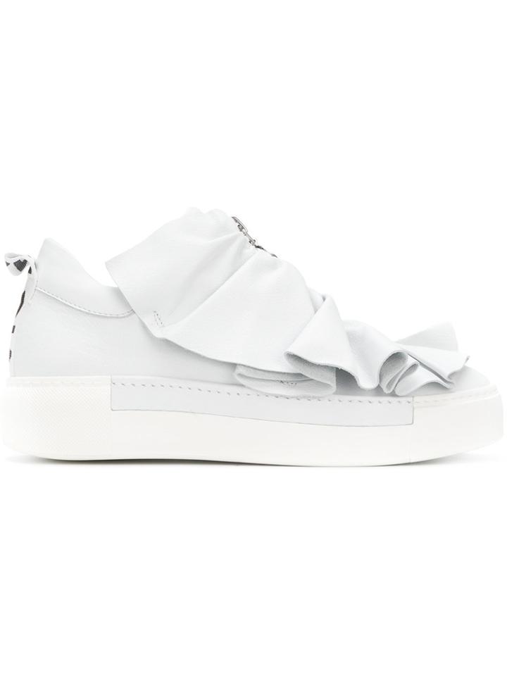 Vic Matie Asymmetric Ruffle Sneakers - White