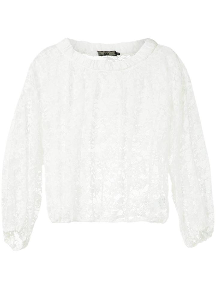 Aula Gathered Lace Top - White