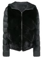 Liska Mink Fur Padded Hooded Jacket - Black