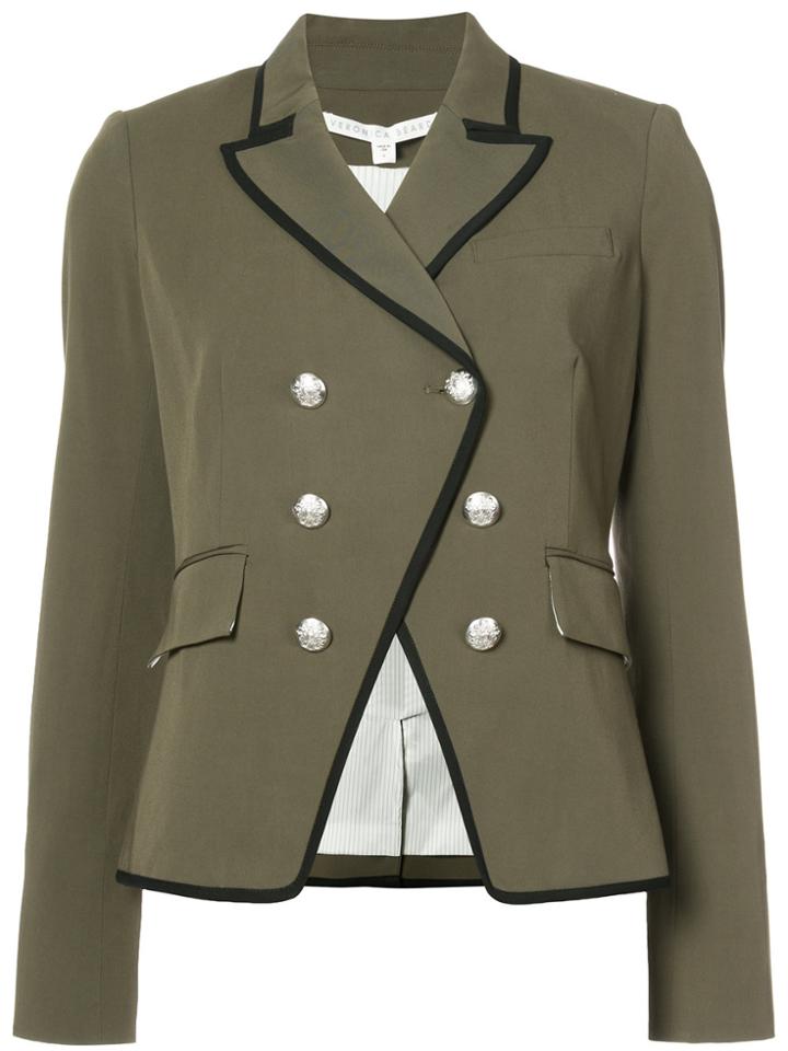 Veronica Beard Double Breasted Military Jacket - Green
