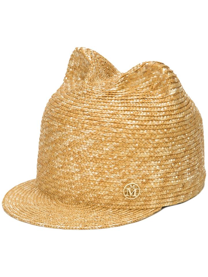 Maison Michel Cat Ears Straw Hat - Nude & Neutrals