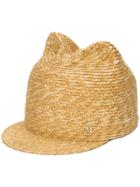Maison Michel Cat Ears Straw Hat - Nude & Neutrals