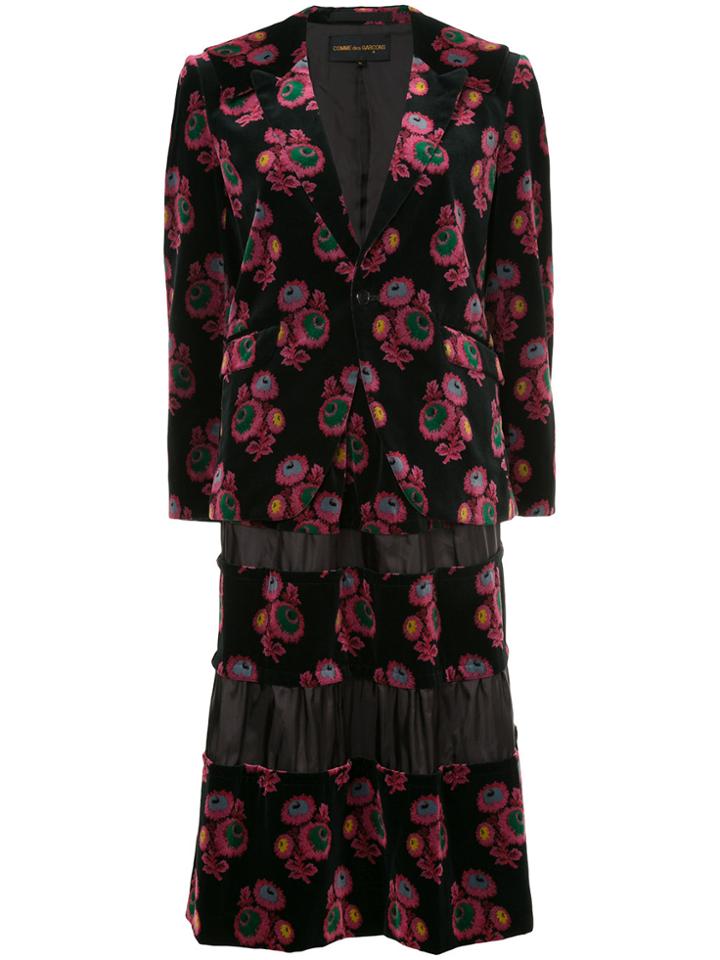 Comme Des Garçons Vintage Floral Skirt Suit - Black