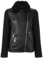Drome Collar Detail Biker Jacket, Women's, Size: Xs, Black, Lamb Skin/polyamide/acetate/virgin Wool