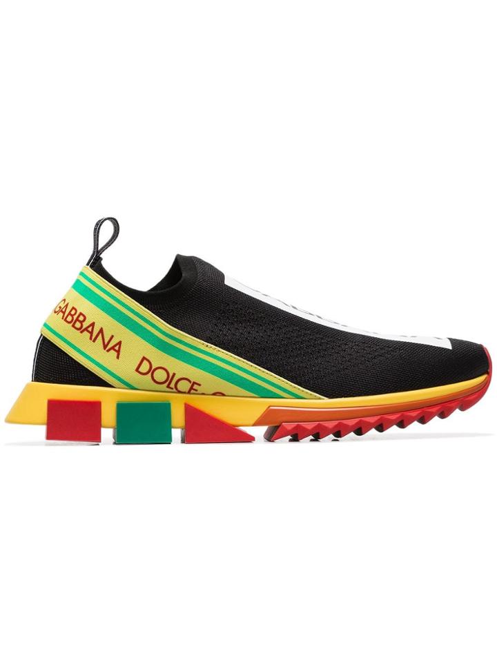 Dolce & Gabbana Multicoloured Knitted Logo Low Top Sneakers - Black