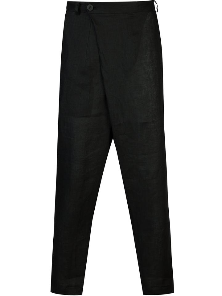 Isabel Benenato - Drop-crotch Trousers - Men - Linen/flax/acetate - 48, Black, Linen/flax/acetate
