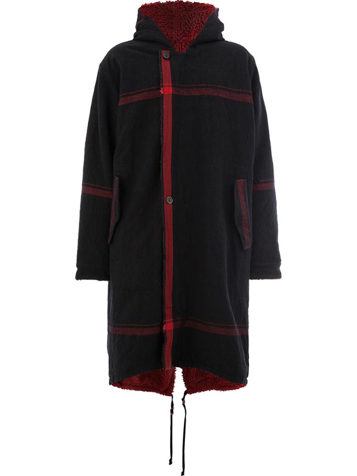 Uma Wang Checked Fleece Coat - Black