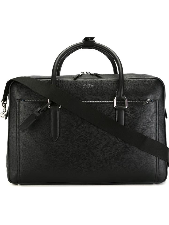 Smythson Burlington Holdall, Black, Leather