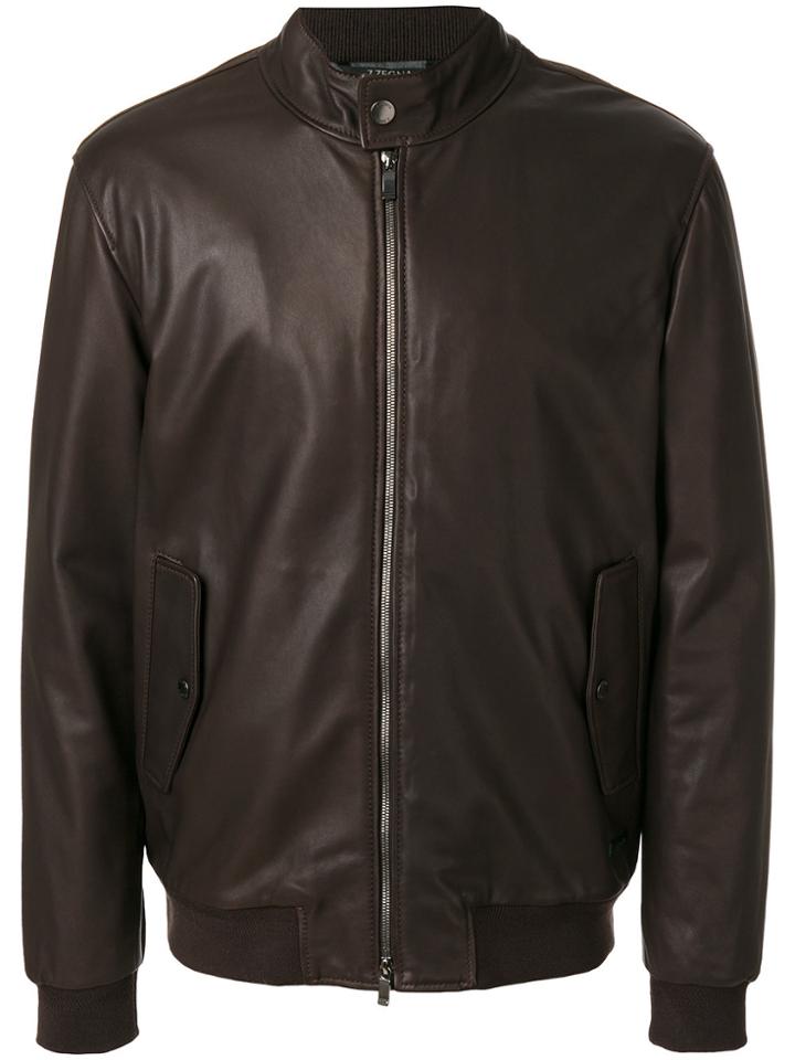 Z Zegna Zipped Bomber Jacket - Brown