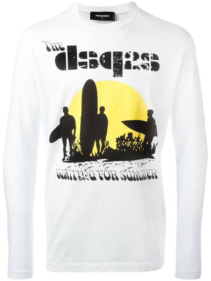 Dsquared2 Surf Print Sweatshirt, Men's, Size: Medium, White, Cotton