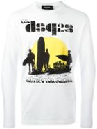 Dsquared2 Surf Print Sweatshirt, Men's, Size: Medium, White, Cotton
