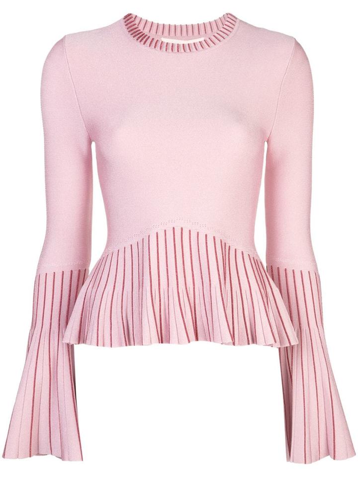 Jonathan Simkhai Metallic Knit Pleated Sweater - Pink