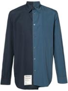 Maison Margiela Asymmetric Two-tone Shirt, Men's, Size: 41, Blue, Cotton
