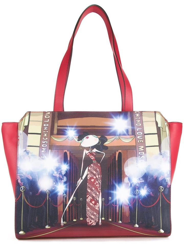 Love Moschino 'flashes' Print Shoulder Bag, Women's, Red, Polyurethane