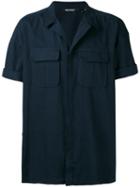 Neil Barrett - Open Collar Short Sleeve Shirt - Men - Cotton - 40, Blue, Cotton