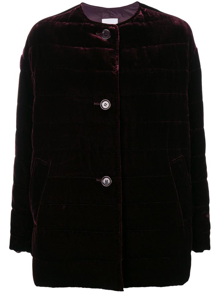 Aspesi Padded Velvet Coat - Pink & Purple