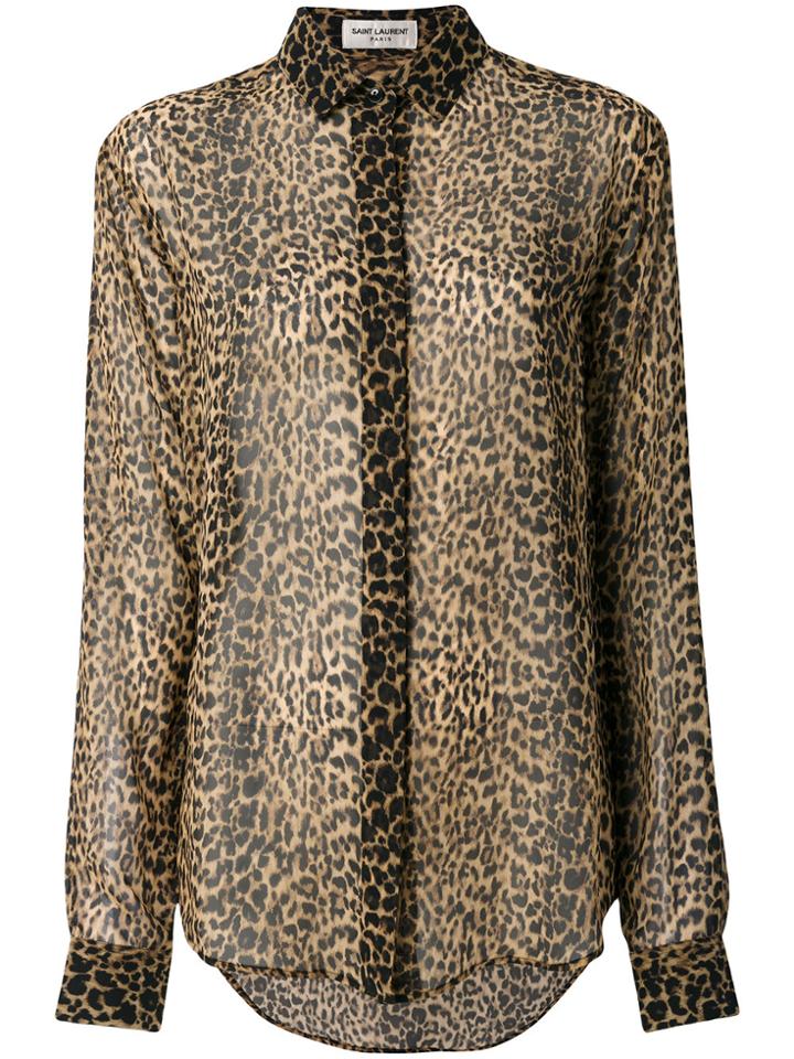 Saint Laurent Leopard Print Shirt - Black