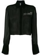 Mia-iam Slogan Print Sheer Blouse - Black