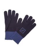 Fendi Contrast Cuff Gloves - Blue