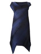 Issey Miyake Asymmetric Pleated Dress, Women's, Size: 2, Blue, Polyester/polyurethane/triacetate