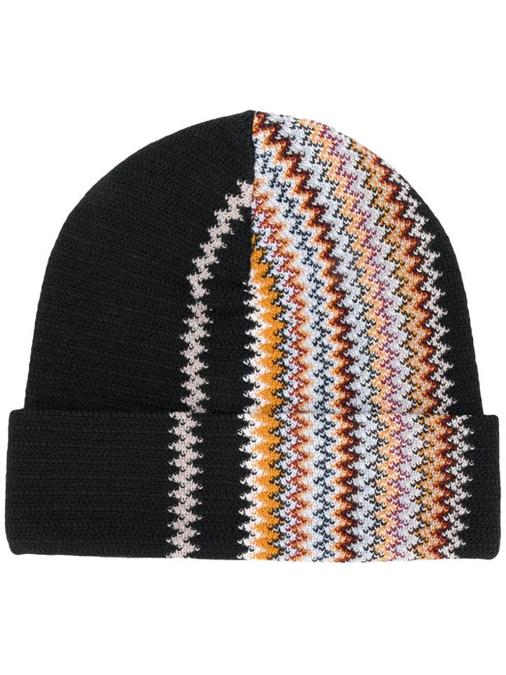M Missoni Zig Zag Detail Beanie - Black