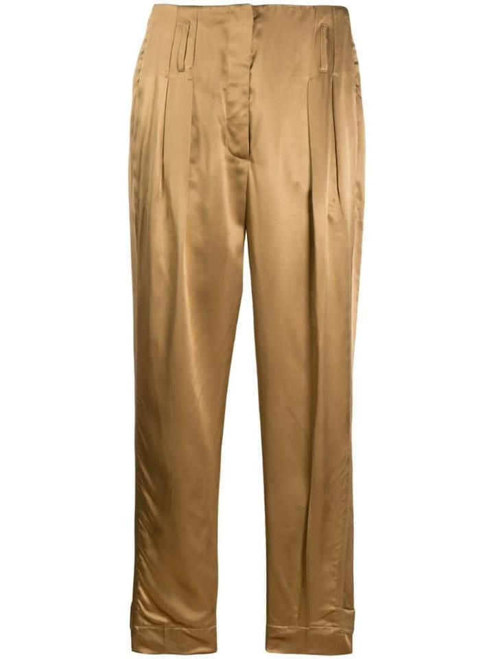 Luisa Cerano Pleated High Waisted Trousers - Neutrals
