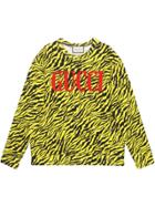 Gucci Oversize Sweatshirt With Zebra Print - Yellow