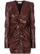 Saint Laurent Ruched Mini Dress - Brown