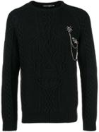 Alexander Mcqueen Moth Charm Chain Chunky Sweater - Black