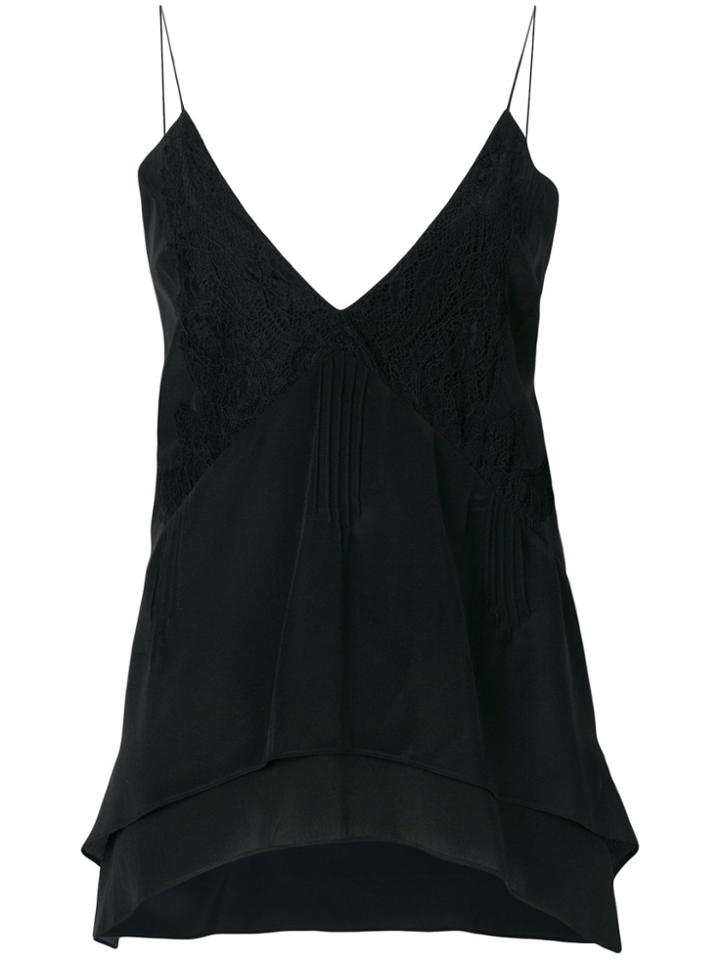 Iro Lace Panel Plunge Top - Black