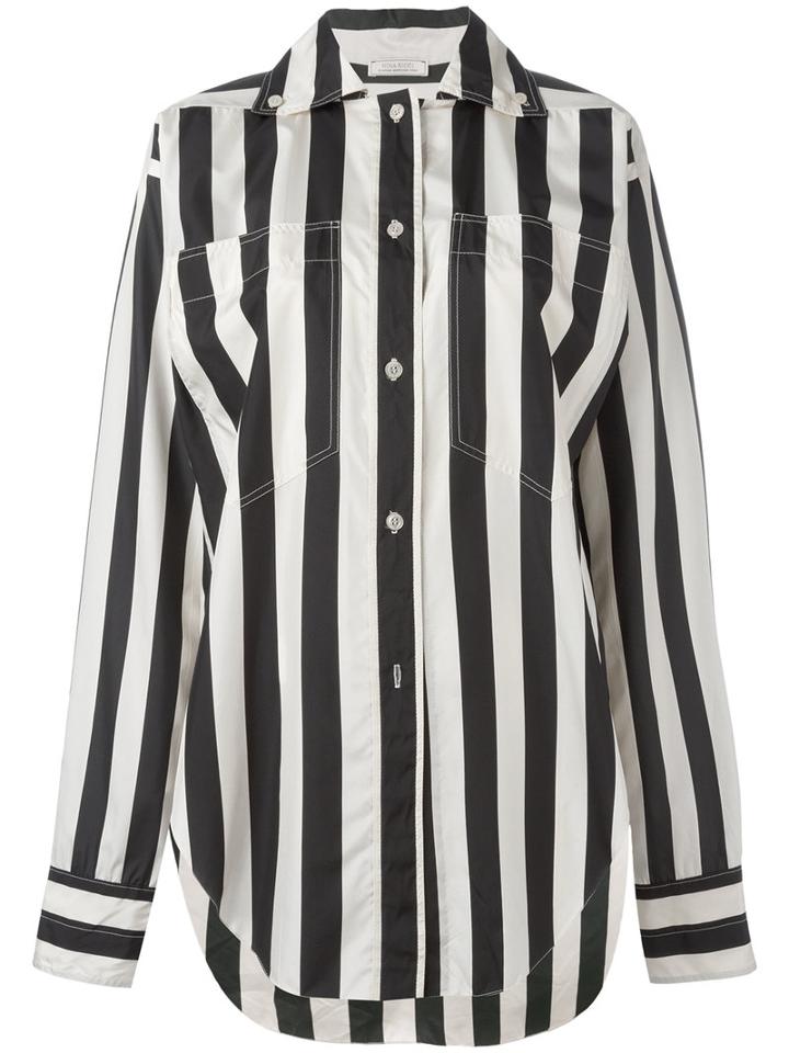Nina Ricci - Button-down Striped Shirt - Women - Silk - 36, Black, Silk