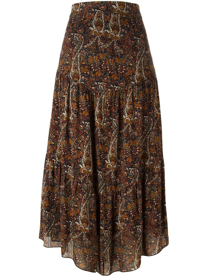Saint Laurent Long Tiered Paisley Skirt